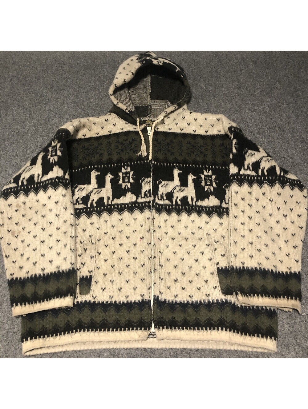 Tejidos Ruminahui  Mens Sweater M Wool Blend Ecuador Llamas Aztec Southwestern